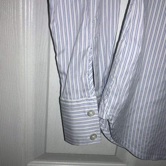 Ann Taylor button front striped blouse Sz 0 long sleeve - Picture 2 of 7